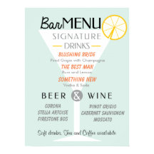 Sinal de Bar de casamento, Assinatura de coquetel,