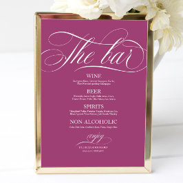 Poster Sinal de Bar de Casamento Chic Pink Cassis