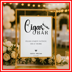 Poster Sinal de Bar de Casamento de Bar de Charuto