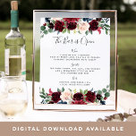 Poster Sinal de Bar de Casamento de Bloom Radiante<br><div class="desc">Convide os convidados a agarrar uma libação favorita com o nosso charmoso sinal de bar de casamento. O sinal de bar 11x14 apresenta "o bar está aberto" em letras de escrita de caligrafia. Personalize com suas ofertas de bebidas especiais ou bebidas com seis campos de texto personalizados. Uma adição chic...</div>