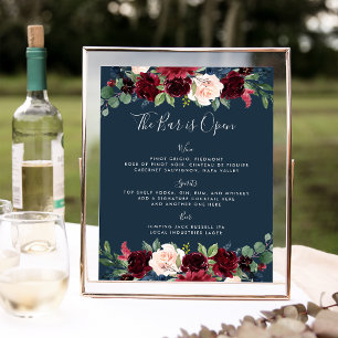 Poster Sinal de Bar de Casamento de Bloom Radiante MARI
