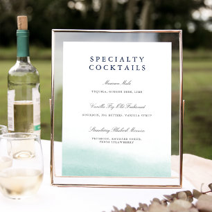 Pôster Sinal de Bar de Casamento de Seaglass Tides