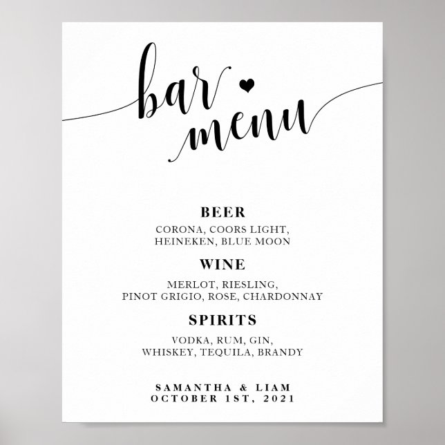 Poster Sinal de Bar de Casamento Minimalista (Frente)