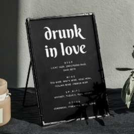 Poster Sinal de Bar de Casamento Negro Minimalista | Beba