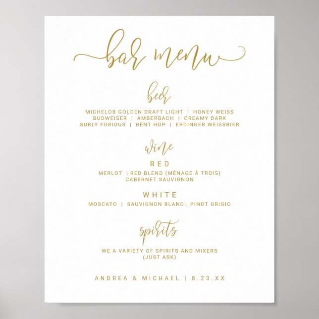 Poster Sinal de Bar de Casamento - Script de Salto (Doura (Frente)