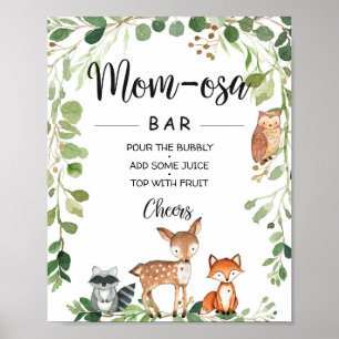 Poster Sinal de Bar de Chá de fraldas de Animais da Flor