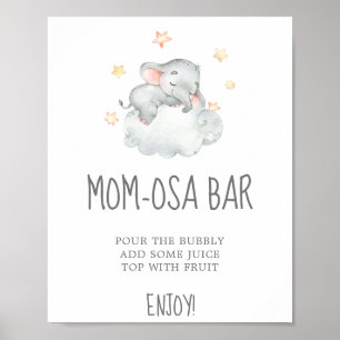 Poster Sinal de Bar de Chá de fraldas Mãe-Osa