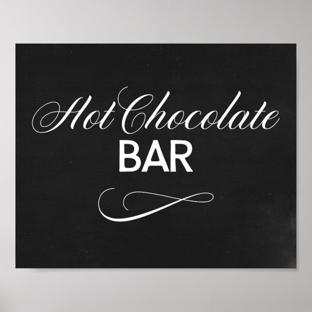 Poster Sinal de Bar de Chocolate Quente com Fundo Preto (Frente)