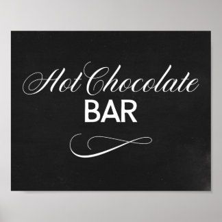 Poster Sinal de Bar de Chocolate Quente com Fundo Preto