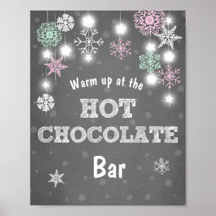 Pôster Sinal de Bar de Chocolate Quente Flocos de neve Ro