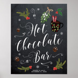 Poster sinal de bar de chocolate quente para o casamento