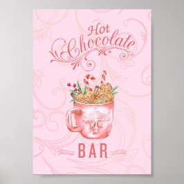 Poster Sinal de Bar de Chocolate Quente Rosa