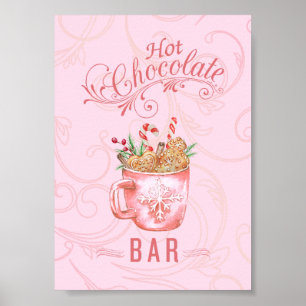 Poster Sinal de Bar de Chocolate Quente Rosa