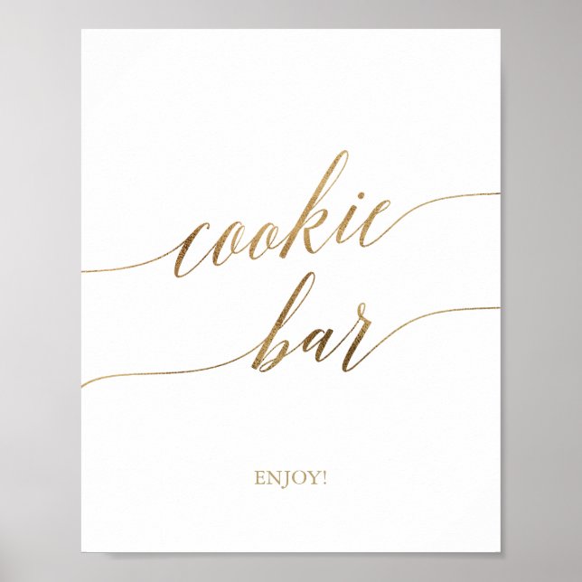 Poster Sinal de Bar de Cookie para Caligrafia Dourada Ele (Frente)