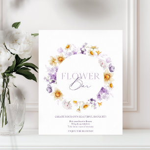 Poster Sinal de Bar de Flor Elegante - Crie seu próprio B