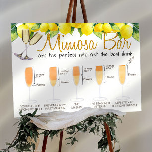 Poster Sinal de Bar de Mimosa Decorado com Limão para Bru