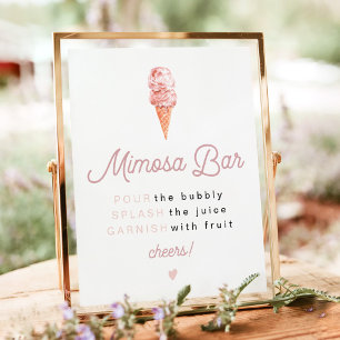 Poster Sinal de Bar de Mimosa para Chá de Noiva com Sorve