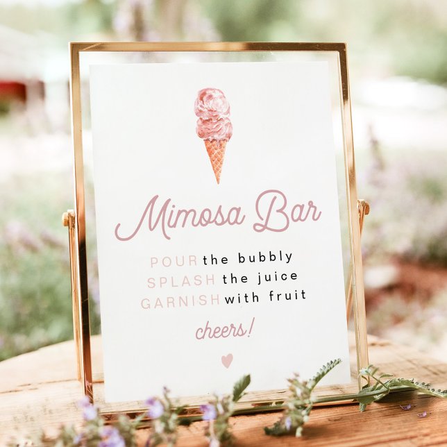 Poster Sinal de Bar de Mimosa para Chá de Noiva com Sorve (Criador carregado)