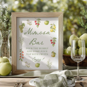 Poster Sinal de Bar de Mimosa para Chá de Noiva Recém Che