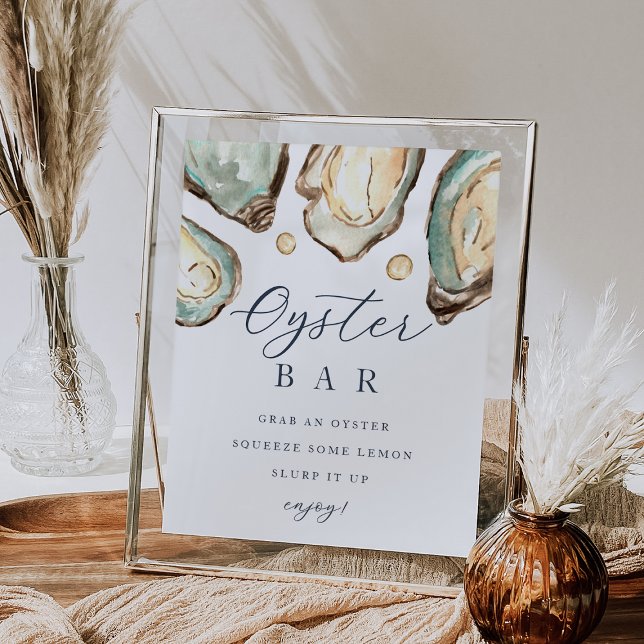 Poster Sinal de Bar de ostra de Aquarelas Costeiras (Criador carregado)