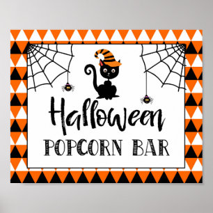 Poster sinal de bar de pipoca do halloween