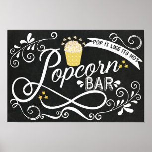 Poster Sinal de Bar de Popcorn
