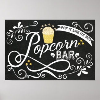Poster Sinal de Bar de Popcorn