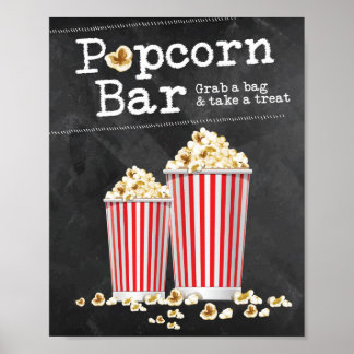 Poster Sinal de Bar de Popcorn