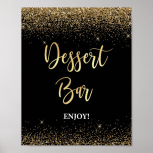 Poster Sinal de Bar de Sobremesa Preto e Largura Dourada