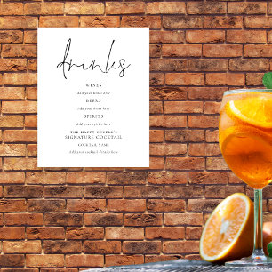 Poster Sinal de Bar do Casamento Branco Preto