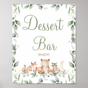 Poster Sinal de Bar do Dessert Greenery Woodland