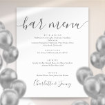 Poster Sinal De Bar Do Script De Assinatura Branca E cinz<br><div class="desc">Este símbolo elegante de bar minimalista é perfeito para todas as comemorações. Projetado por Thisnotme©</div>