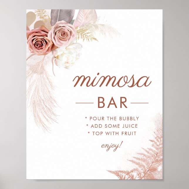 Poster Sinal de Bar Elegante Pampas Grass Mimosa (Frente)