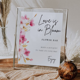 Poster Sinal de Bar Flor Amor com Chá de panela Bloqueado