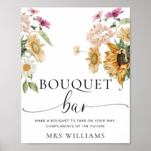 Poster Sinal de Bar Flor de Buquê Flor de Girassol Queda