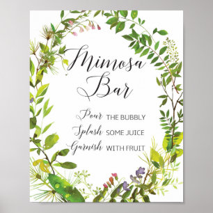 Poster Sinal de Bar Greenery Mimosa