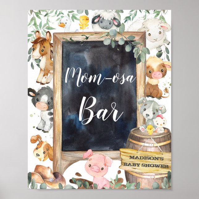 Poster Sinal de Bar Mãe-Oosa dos Animais de Criação (Frente)