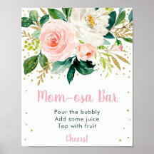 Sinal de Bar Mãe-osa Dourado Blush Floral