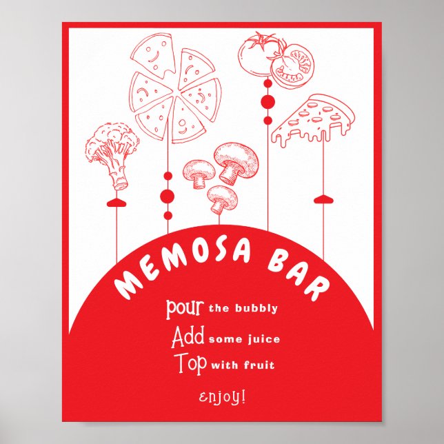 Poster Sinal de Bar Memosa de Entrega Especial da Pizza (Frente)