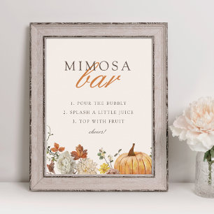 Poster Sinal de Bar Mimosa Chá de fraldas de Queda Elegan