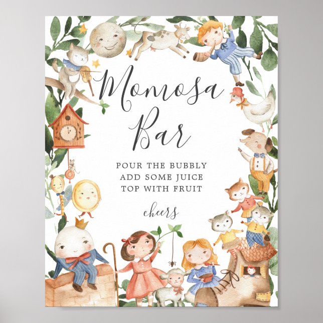 Poster Sinal de Bar Mimosa Chá de fraldas Rhymes (Frente)