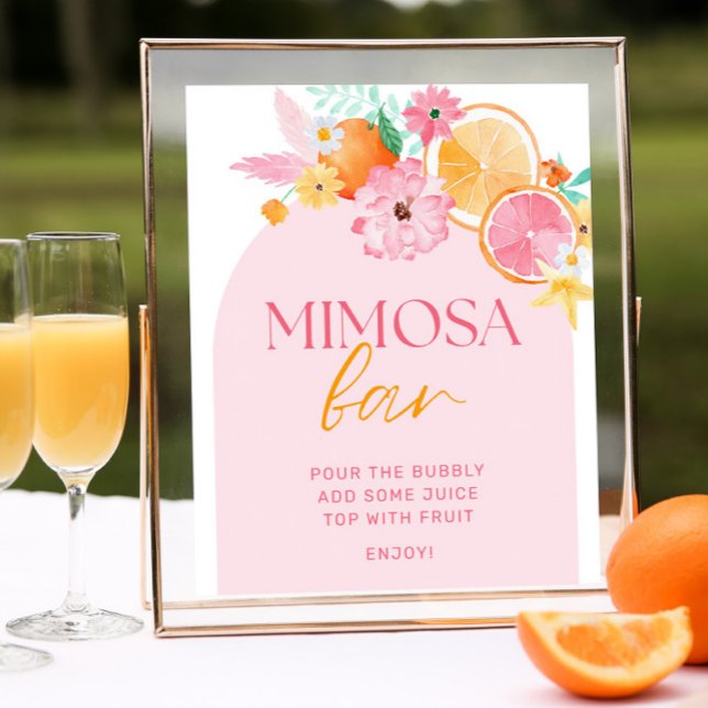Poster Sinal de Bar Mimosa Chá de panela de aperto princi (Criador carregado)
