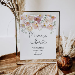 Poster Sinal de bar mimosa de flores silvestres minimalis