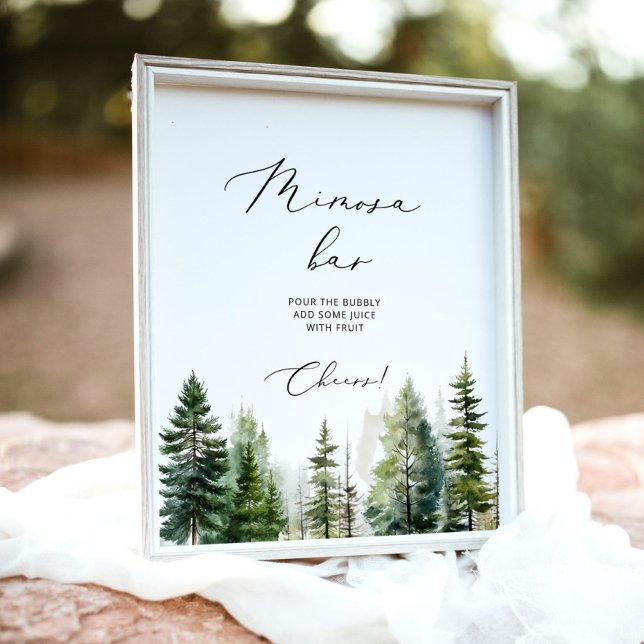 Poster Sinal de bar mimosa de pinheiros florestais minima (Criador carregado)