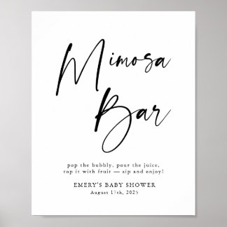 Poster Sinal de Bar Mimosa do Chá de fraldas Moderno