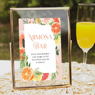 Poster Sinal de Bar Mimosa do Chá de panela Citrus Tropic