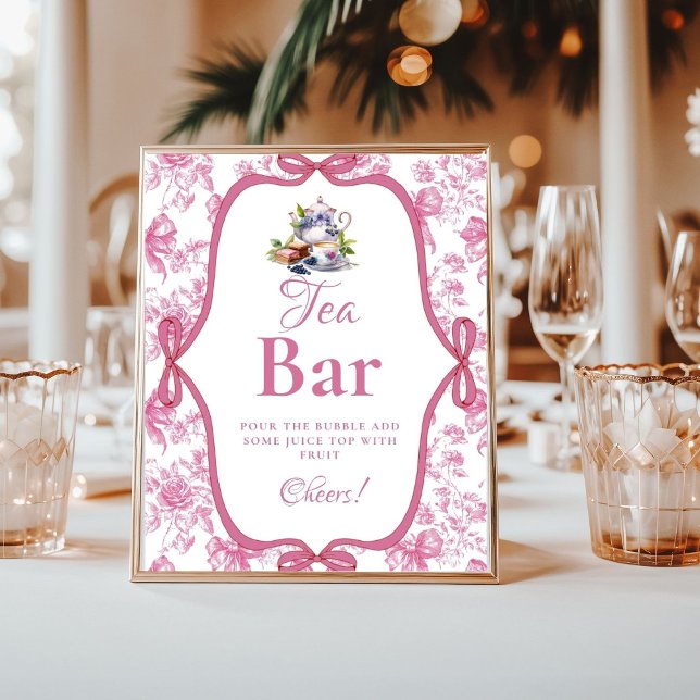 Poster Sinal de Bar Mimosa do Partido do Chá de Flor Selv (Criador carregado)