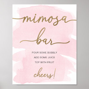 Poster Sinal de Bar Mimosa Dourado por Aquarela rosa