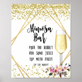 Poster Sinal de Bar Mimosa Faux dourconfetti