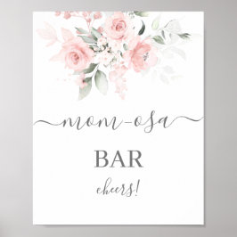 Poster Sinal de Bar Mimosa Floral Rosa Blush